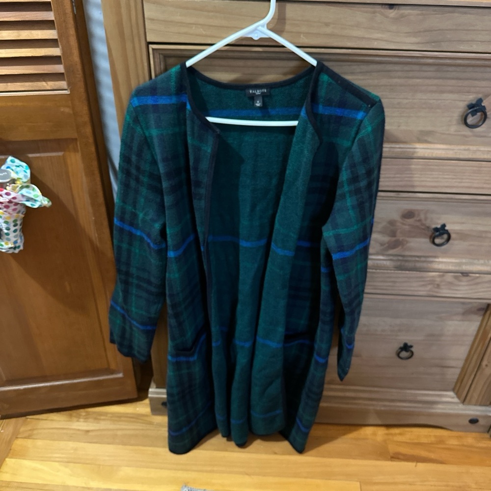 Talbots Plaid Sweater in Green and Blue